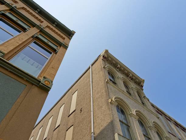 istock Street corner block with functional and decorative cornice architecture designs in downtown Greenville Ohio 1570047252