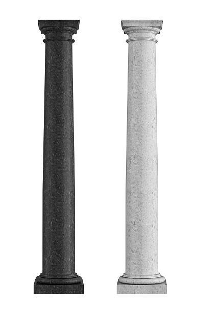 black and white marble  tuscan column isolated on white - rendering