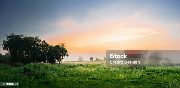 Dawn In A Field Stock Photo - Download Image Now - Agricultural Field, Blue, Cloud - Sky