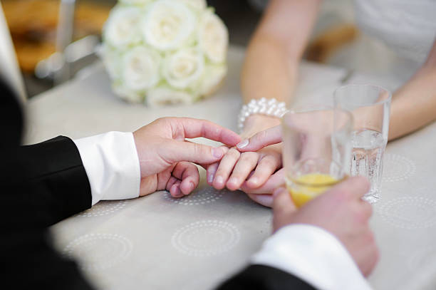 istock Bride and groom holding their hands 157010832
