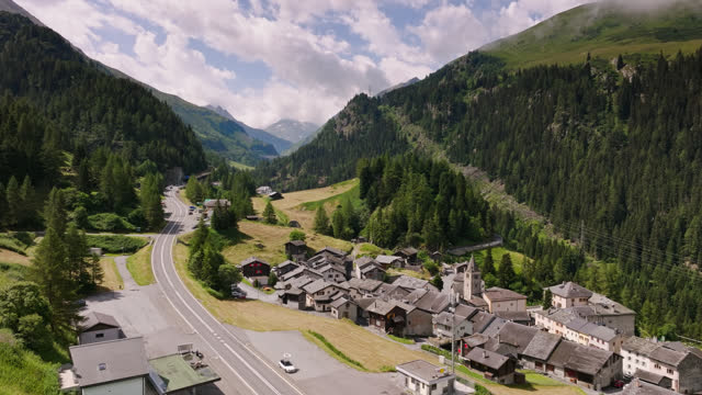 Drone Shot of Bourg-Saint-Pierre and Surrounding Mountains