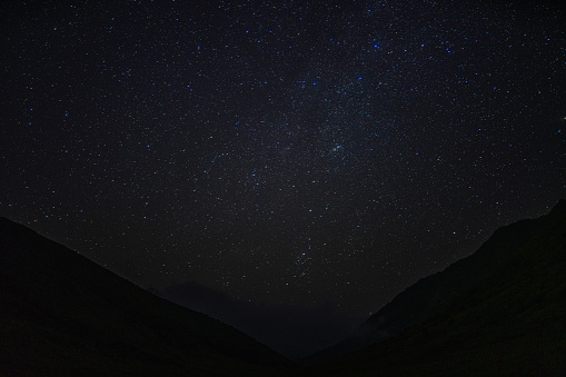 Starry night sky over the mountains