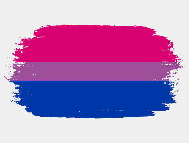istock Bisexual Flag painted with brush on white background. LGBT rights concept. Modern pride parades poster. Vector illustration 1570126347