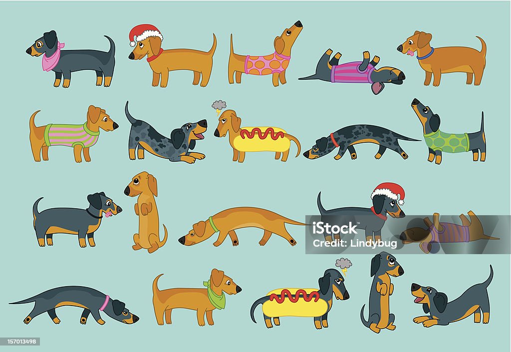 かわいいベクトル Dachshunds - クリスマスのロイヤリティフリーベクトルアート