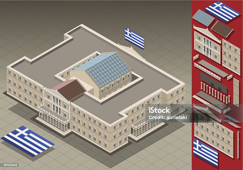isometric grecki parlament - Grafika wektorowa royalty-free (Ateny - Grecja)