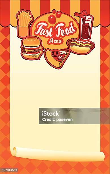 Menu Fast Food - Immagini vettoriali stock e altre immagini di Alimentazione non salutare - Alimentazione non salutare, Bibita, Cheeseburger