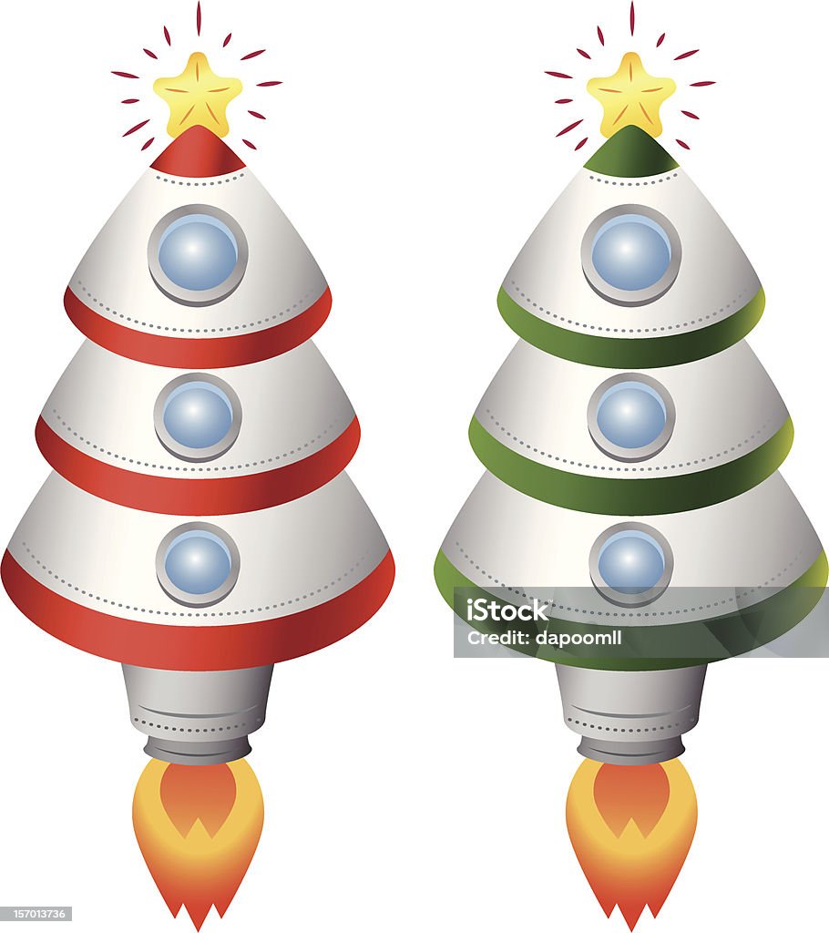 Christmas Rocketship Christmas Tree Rocket Stock Illustration - Download Image Now ...