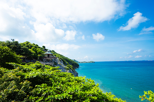 Panorama at Chong Khao Khat on Ko Sichang island in Chonburi province. Cape is seated at northern west coast