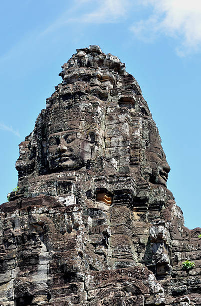 faces of the bayon temple stock photo