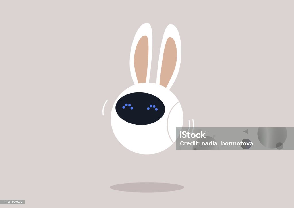 A Funny White Robot With Rabbit Ears New Technologies Stock ...