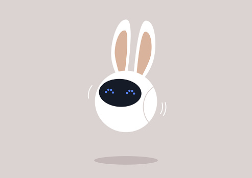 Robot Rabbit Ear A Funny White Robot With Rabbit Ears New Technologies Stock ...