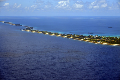 Aerial view of a beautiful caribbean beach in Punta Cana, Dominican Republic