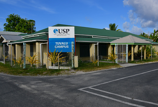 Vaiaku, Fongafale island, Funafuti Atoll, Tuvalu: University of the South Pacific (USP), Tuvalu Campus - Established in 1968, USP is jointly owned by the governments of 12 island countries / territories: Cook Islands, Fiji, Kiribati, Marshall Islands, Nauru, Niue, Solomon Islands, Tokelau, Tonga, Tuvalu, Vanuatu and Western Samoa. Courses range from Certificates and Diplomas in the Pacific Technical and Further Education to Undergraduate and Post Graduate programs. Masters and Doctor of Philosophy programs are also offered at the Tuvalu USP Campus.