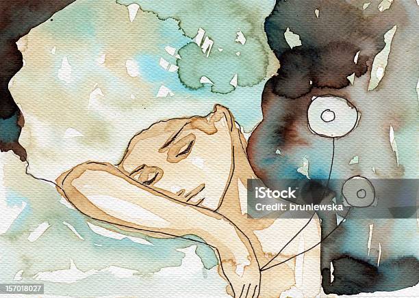 Watercolor Painting Of A Girl Sleeping Stock Illustration - Download Image Now - Women, Sleeping, Watercolor Paints