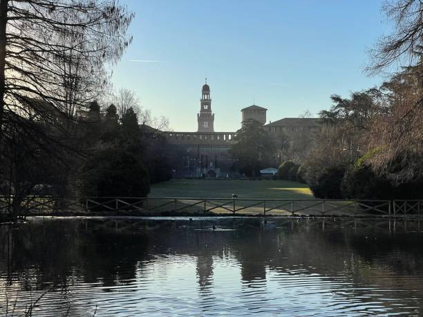 istock Castello Sforzesco at dawn with park 1570184104