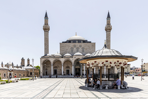 Konya, Turkey May 16, 2023: Prior to entering Selimiye Mosque for Salah (Prayer), a person is required to undertake a certain purification procedure known as \