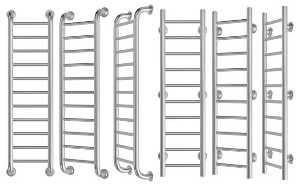 istock Metal wall ladder set isolated on white background. 3D rendering. 1570197967