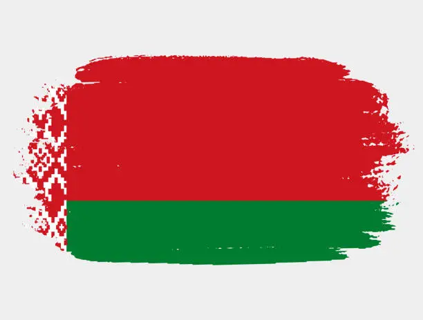 Vector illustration of Artistic grunge brush flag of Belarus isolated on white background. Elegant texture of national country flag