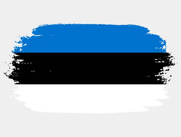 Vector illustration of Artistic grunge brush flag of Estonia isolated on white background. Elegant texture of national country flag