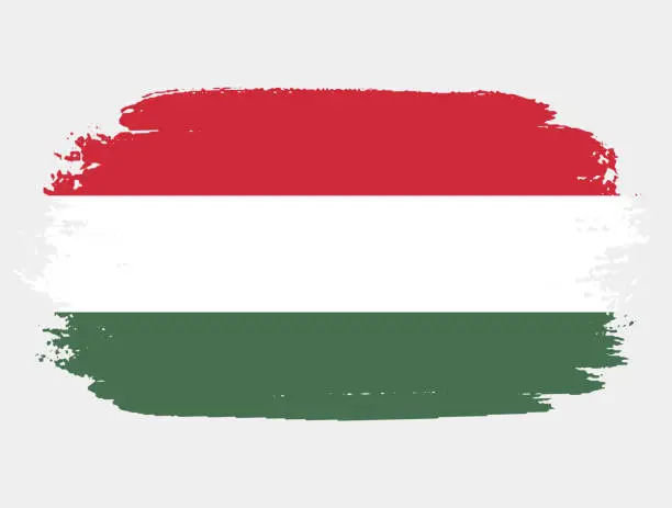 Vector illustration of Artistic grunge brush flag of Hungary isolated on white background. Elegant texture of national country flag