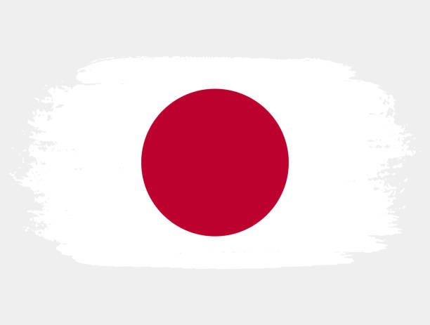 художественная гранж-кисть, флаг японии, изолированный на белом фоне. элегантная текстура национального флага страны - japanese flag flag japan illustration and painting stock illustrations