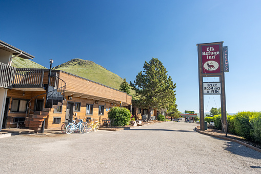 The commercial location of Elk Refuge Inn on Highway 89 at Jackson (Jackson Hole) in Teton County, Wyoming