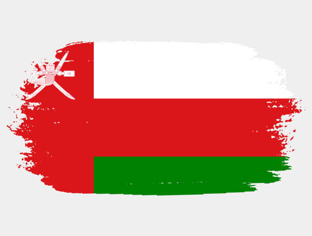 白い背景にオマーンの芸術的なグランジブラシの旗。国旗の優雅な質感 - oman flag national flag symbol点のイラスト素材／クリップアート素材／マンガ素材／アイコン素材