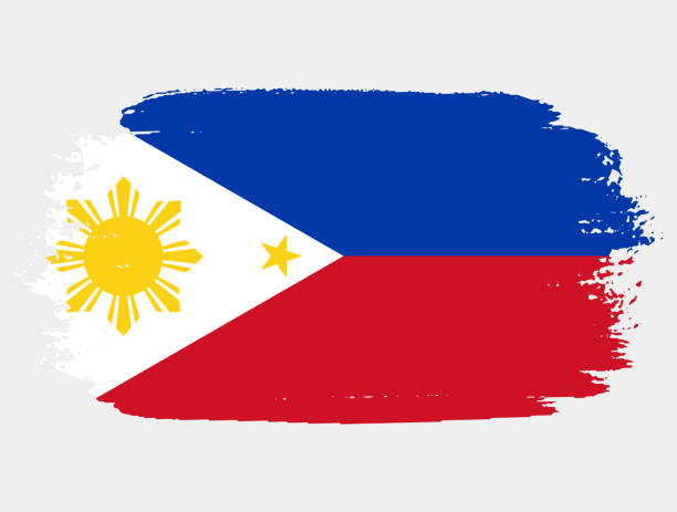 artystyczny pędzel grunge'owy flaga filipin na białym tle. elegancka faktura flagi narodowej kraju - philippines flag vector illustration and painting stock illustrations