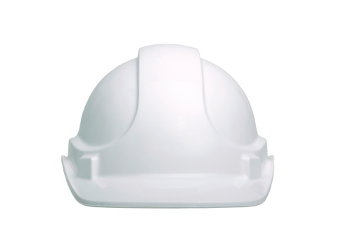 White construction helmet isolated on white background