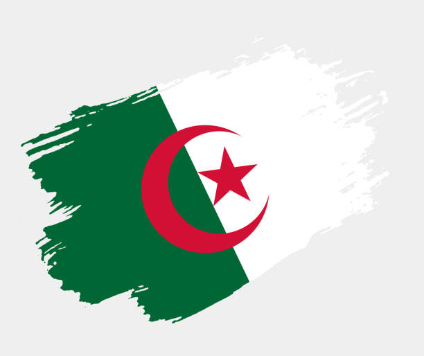 istock Artistic grunge brush flag of Algeria isolated on white background. Elegant texture of national country flag 1570232450