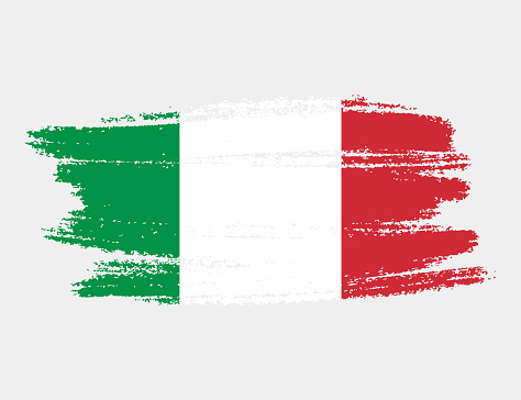 Artistic grunge brush flag of Italy isolated on white background. Elegant texture of national country flag