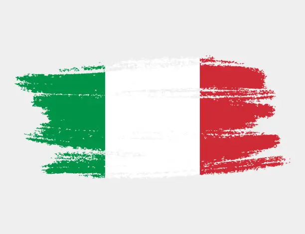 Vector illustration of Artistic grunge brush flag of Italy isolated on white background. Elegant texture of national country flag