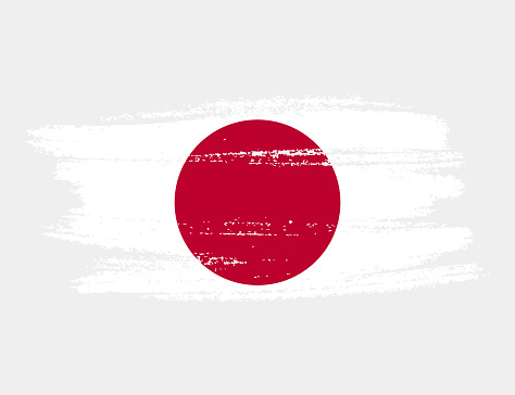 Artistic grunge brush flag of Japan isolated on white background. Elegant texture of national country flag