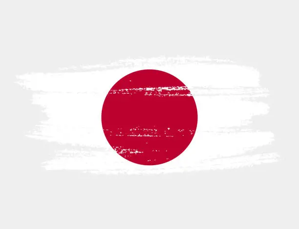 Vector illustration of Artistic grunge brush flag of Japan isolated on white background. Elegant texture of national country flag