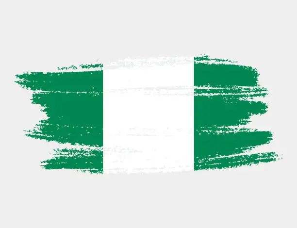 Vector illustration of Artistic grunge brush flag of Nigeria isolated on white background. Elegant texture of national country flag