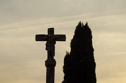 Cross on the Bagrati Cathedral garden in Kutaisi, Georgia.