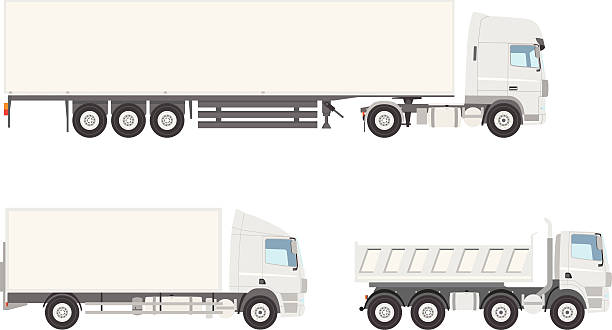 illustrazioni stock, clip art, cartoni animati e icone di tendenza di vettore camion bianco - camion