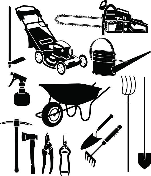 ilustraciones, imágenes clip art, dibujos animados e iconos de stock de jardín equipo 3 - pliers gardening equipment work tool equipment