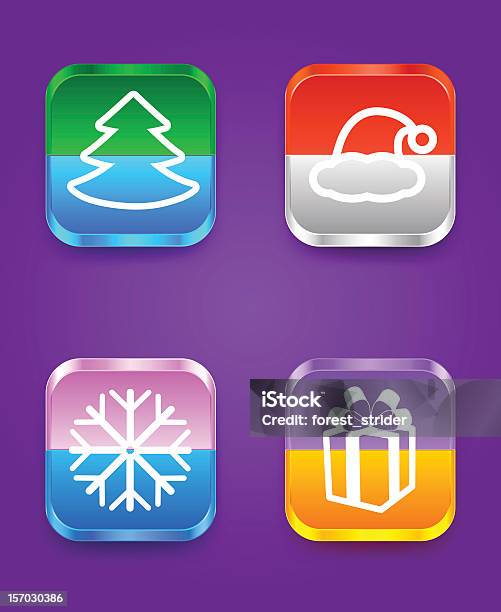 Boże Narodzenie Ikony - Stockowe grafiki wektorowe i więcej obrazów Aplikacja mobilna - Aplikacja mobilna, Bez ludzi, Bombka