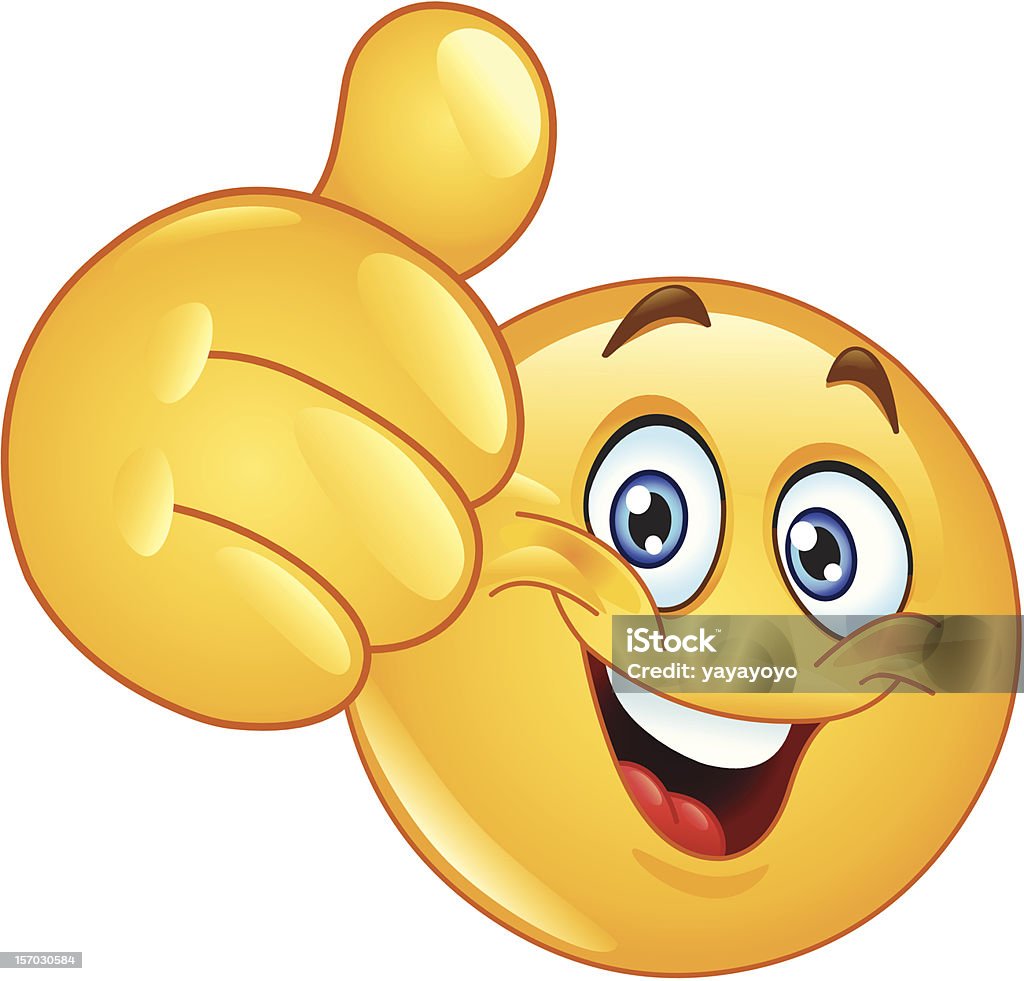 Thumb up emoticon Emoticon showing thumb up Emoji stock vector