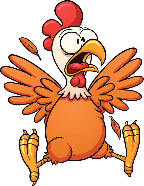 Scared chicken vector art illustration