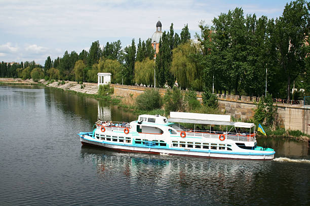 istock Pleasure boat on the river Southern Bug, Ukraine 157035105
