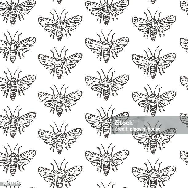 Seamless Pattern With Monochrome Fly Stock Illustration - Download ...