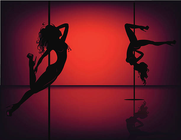 silhouetten der pole tänzer - female stripper stock-grafiken, -clipart, -cartoons und -symbole