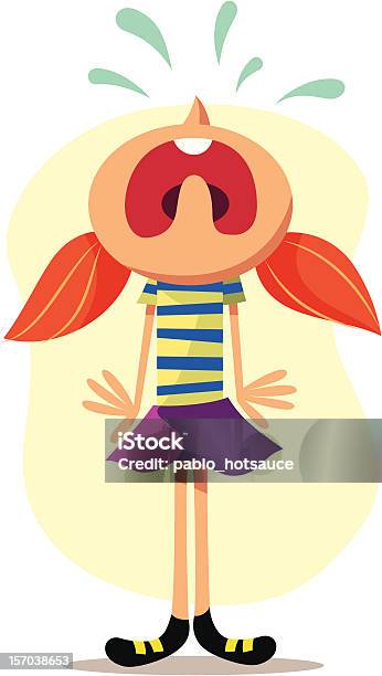 Vector Illustration Of A Girl Crying Stock Illustration - Download Image Now - Crying, Shouting, Child