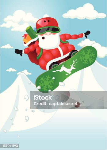 istock Extreme Snowboarding Santa 157041193