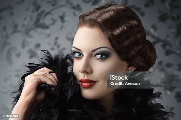 Retro Style Woman Portrait Stock Photo - Download Image Now - Adult, Adults Only, Beautiful People