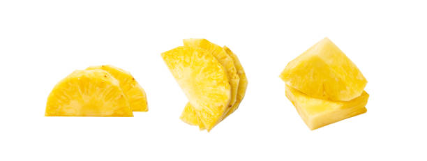 istock Pineapple Cuts Isolated, Raw Ananas Pieces, Comosus Tropical Fruit Chunks, Ripe Pine Apple Slices on White 1570426631