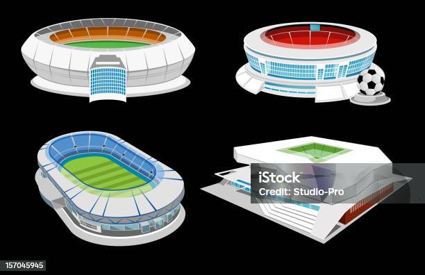 Coleção De Estádios - Arte vetorial de stock e mais imagens de Estádio - Estádio, Futebol, Bola de Futebol
