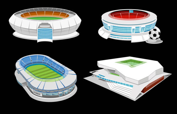 collection of stadiums - arena stock illustrations
